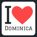 Ik hou van Dominica Vierkante Sticker<br><div class="desc">Ik hou van Dominica,  voor reisliefhebbers</div>