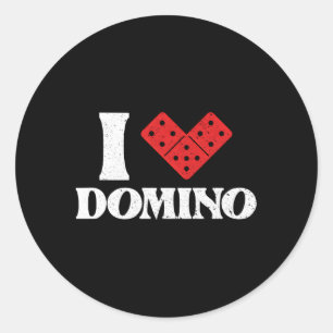 Ik hou van Domino Dominoes Botten Domino Speler Ronde Sticker