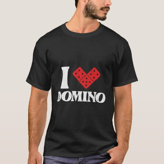 Ik hou van Domino Dominoes Botten Domino Speler T-shirt (Voorkant)