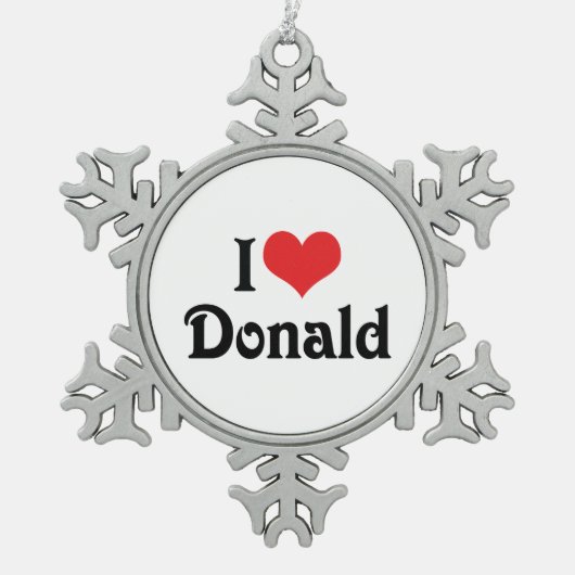 Ik hou van Donald Tin Sneeuwvlok Ornament (Voorkant)