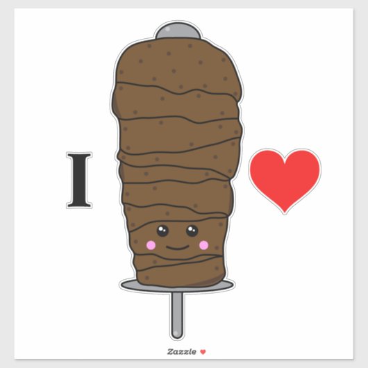 Ik hou van Doner Kebab Schattige Kawaii eten Sticker (Vel)