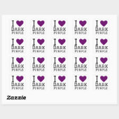 Ik hou van donker paarse vierkante sticker (Vel)