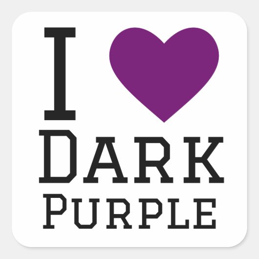 Ik hou van donker paarse vierkante sticker (Voorkant)