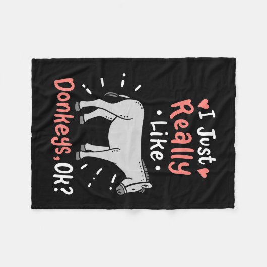 Ik hou van Donkeys Fleece Deken (Voorkant (Horizontaal))