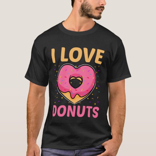 Ik hou van Donuts Hartvormige Grappige Doughnut Li T-shirt (Voorkant)