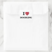 Ik hou van Doodling Vierkante Sticker (Tas)