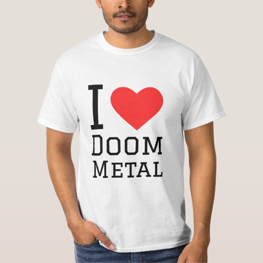 Ik hou van doom metal square sticker t-shirt (Voorkant)