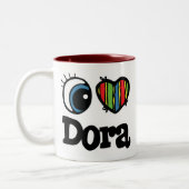 Ik hou van Dora Tweekleurige Koffiemok (Links)