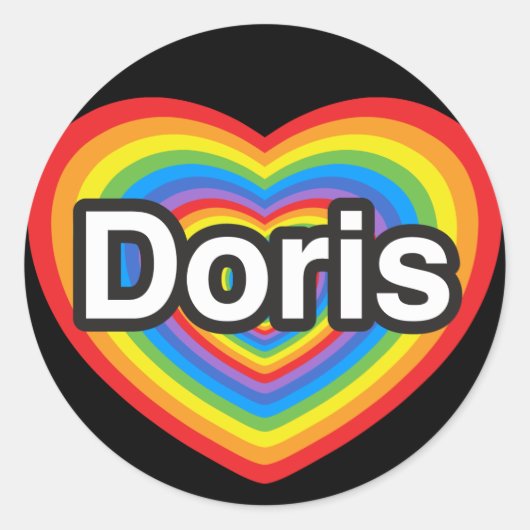 Ik hou van Doris. Ik hou van je Doris. Hart Ronde Sticker (Voorkant)