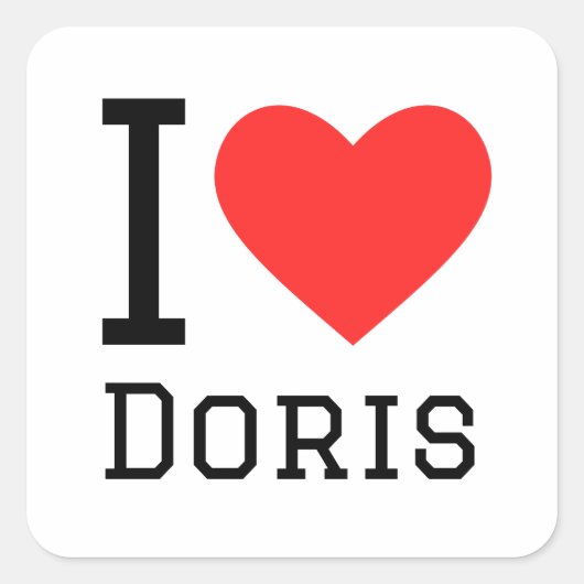 Ik hou van doris vierkante sticker (Voorkant)