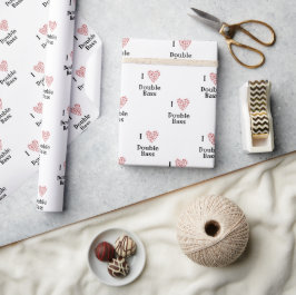 Ik hou van Double Bass Red Heart of Muzieknoten Cadeaupapier
