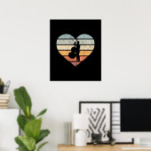 Ik hou van Double Bass Retro Hart Poster (Thuiskantoor)