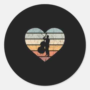 Ik hou van Double Bass Retro Hart Ronde Sticker