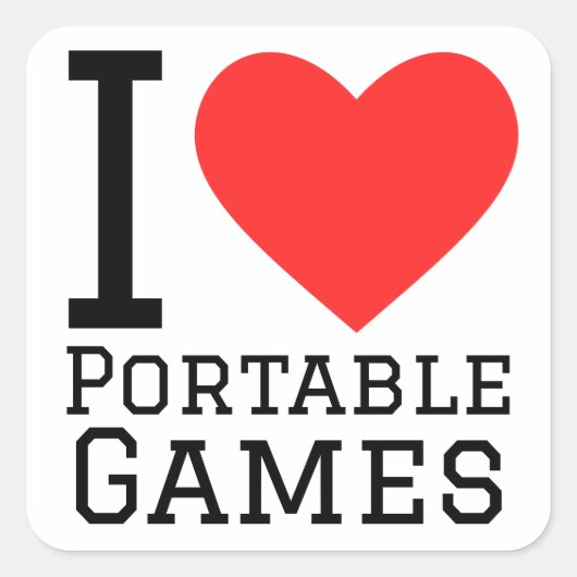 Ik hou van draagbare games vierkante sticker (Voorkant)