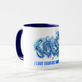 Ik hou van Dragon Boat Racing Blue Dragon Mok (Voorkant links)
