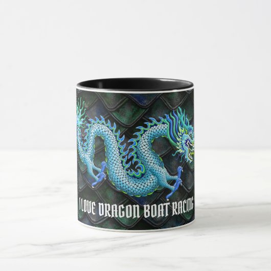 Ik hou van Dragon Boat Racing Blue Dragon Mok (Midden)