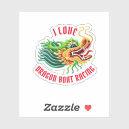 Ik hou van Dragon Boat Racing Gold & Red Logo Sticker