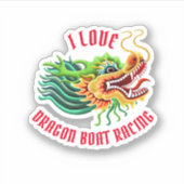 Ik hou van Dragon Boat Racing Gold & Red Logo Sticker (Voorkant)