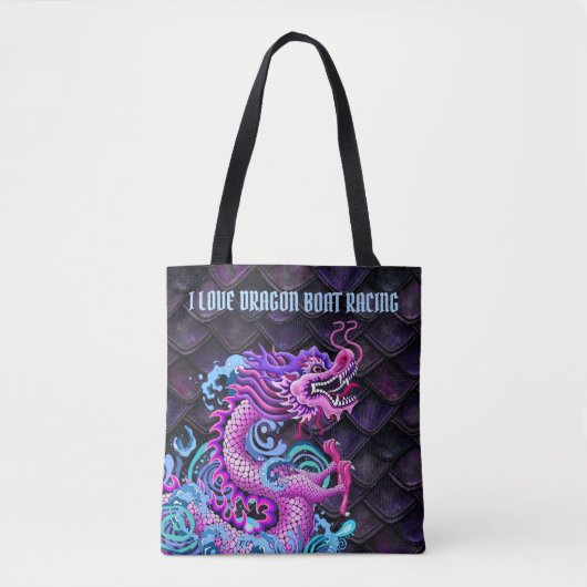 Ik hou van Dragon Boat Racing met Grote Roze Drago Tote Bag (Voorkant)