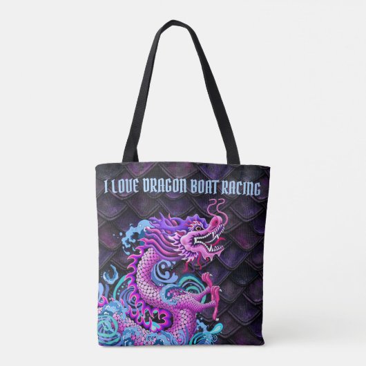 Ik hou van Dragon Boat Racing met Grote Roze Drago Tote Bag (Achterkant)