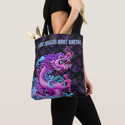 Ik hou van Dragon Boat Racing met Grote Roze Drago Tote Bag (Dichtbij)