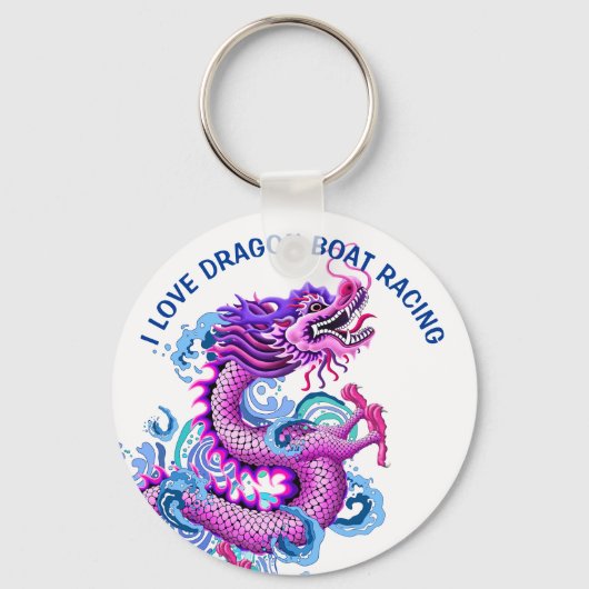 Ik hou van Dragon Boat Racing Pink Dragon Sleutelhanger (Voorkant)