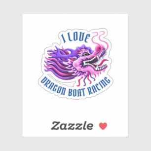 Ik hou van Dragon Boat Racing Roze & Paarse Logo Sticker