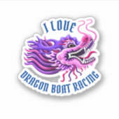 Ik hou van Dragon Boat Racing Roze & Paarse Logo Sticker (Voorkant)