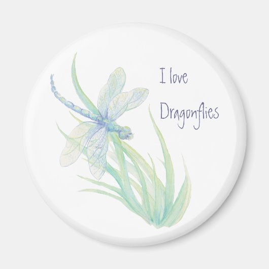 Ik hou van Dragonflies in Blue en Green Magneet (Voorkant)