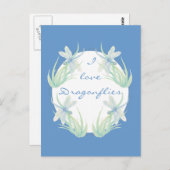 Ik hou van Dragonflies in Blue en Green Waterverf Briefkaart (Voorkant / Achterkant)