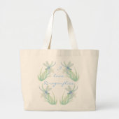 Ik hou van Dragonflies in Blue en Green Waterverf Grote Tote Bag (Voorkant)