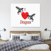 Ik hou van draken canvas afdruk (Insitu (Slaapkamer))