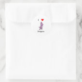 Ik hou van draken ronde sticker (Tas)