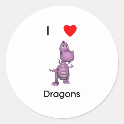 Ik hou van draken ronde sticker (Voorkant)