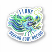 Ik hou van drakenboot racen Blauw & Groen Logo Sticker (Voorkant)