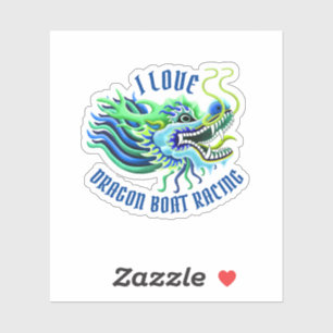Ik hou van drakenbootracen Blue en Green Logo Sticker