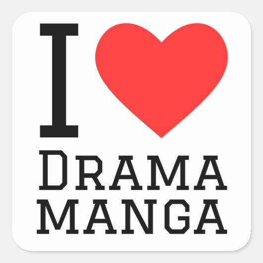 Ik hou van drama manga vierkante sticker (Voorkant)