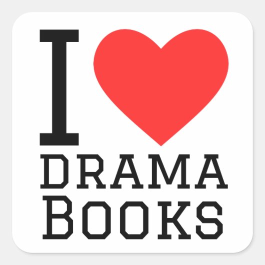 Ik hou van dramaboeken vierkante sticker (Voorkant)