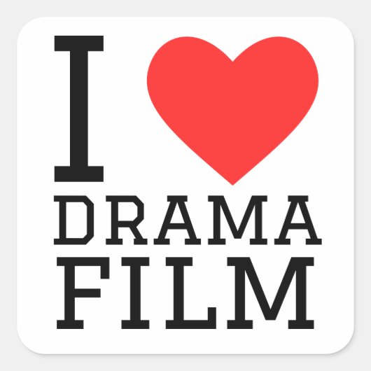 Ik hou van dramafilm vierkante sticker (Voorkant)