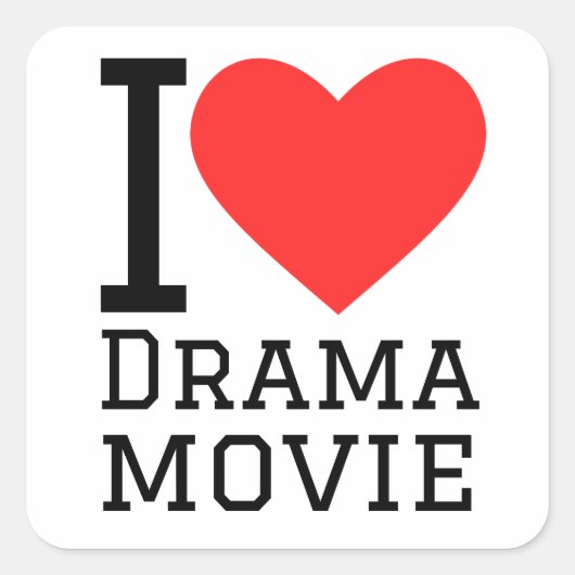 Ik hou van dramafilms vierkante sticker (Voorkant)