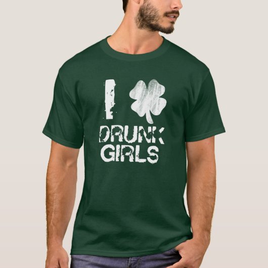 Ik hou van Drink meisjes Shamrock Shirt (Voorkant)
