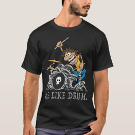 Ik hou van drum. Wild Drummer Cartoon Illustratie T-shirt