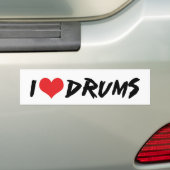 Ik hou van drums bumpersticker (Op auto)