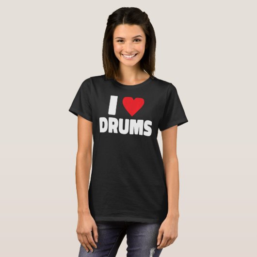Ik hou van drums drummer 1 t-shirt (Voorkant volledig)