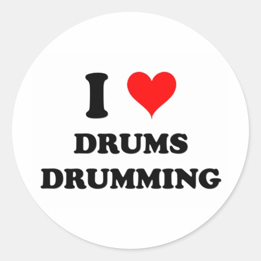 Ik hou van Drums Drumming Ronde Sticker (Voorkant)