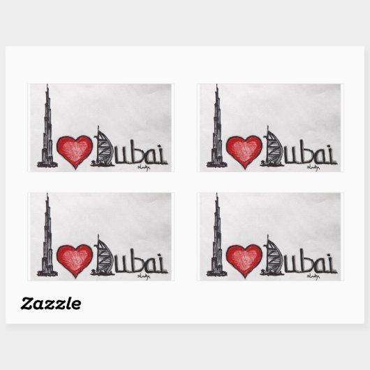 Ik hou van Dubai Rechthoekige Sticker (Vel)