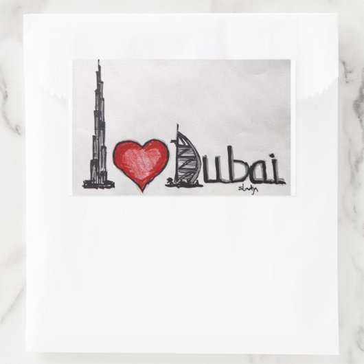 Ik hou van Dubai Rechthoekige Sticker (Tas)
