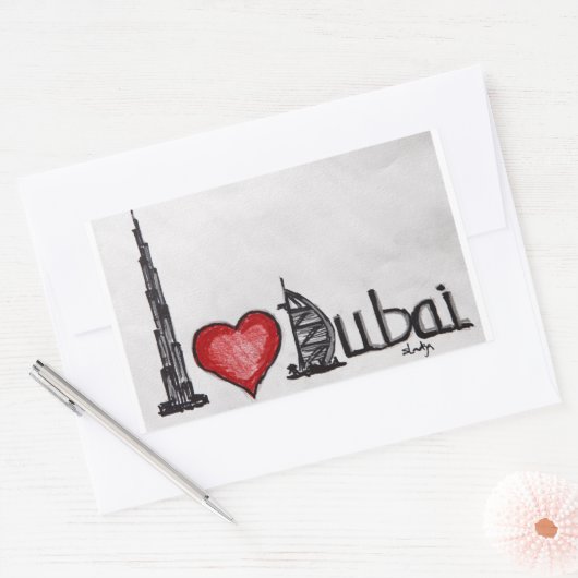 Ik hou van Dubai Rechthoekige Sticker (Envelop)