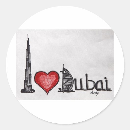 Ik hou van Dubai Ronde Sticker (Voorkant)