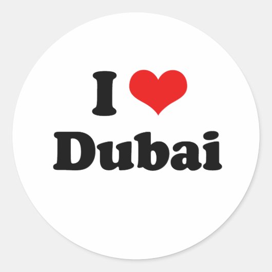 Ik hou van Dubai Tshirt Ronde Sticker (Voorkant)